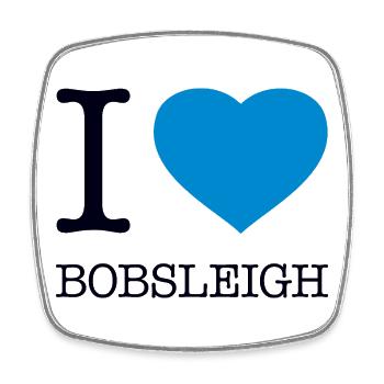 I LOVE BOBSLEIGH Bobfahren - Square fridge magnet - white - Front