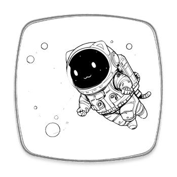 Drôle de chat galactique flottant dans l’espace - Magnet carré - blanc - Devant