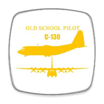 Pilote à l’ancienne C-130 - Magnet carré - blanc - Devant
