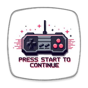 Press Start - Retro Gaming - Viereckiger Kühlschrankmagnet - Weiß - Vorne