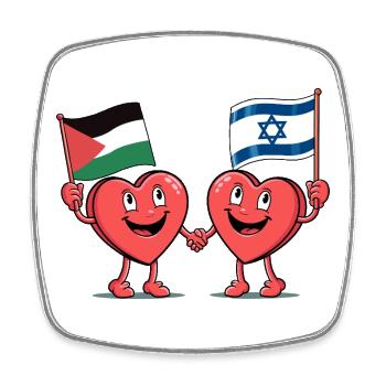 Palestine and Israel Hearts - Square fridge magnet - white - Front