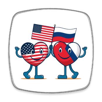 Amerika und Russland Herzen - Viereckiger Kühlschrankmagnet - Weiß - Vorne