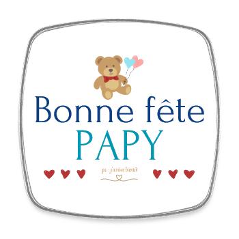 Bonne fête Papy. Annonce grossesse bébé. - Magnet carré - blanc - Devant