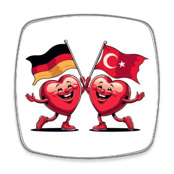 Deutschland und Türkei Herzen - Viereckiger Kühlschrankmagnet - Weiß - Vorne