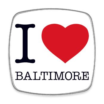 I LOVE BALTIMORE - Viereckiger Kühlschrankmagnet - Weiß - Vorne