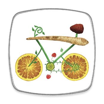 Fruity bike design with orange slices - Square fridge magnet - white - Front
