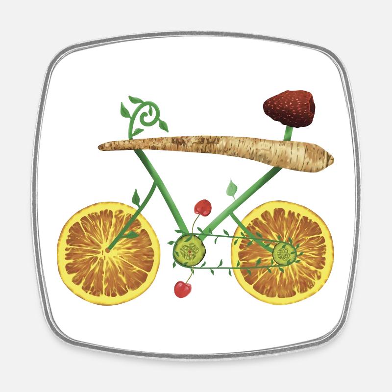 Fruity bike design with orange slices - Square fridge magnet - white