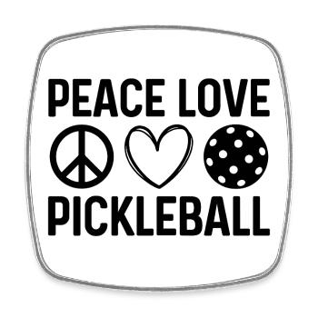 Peace Love Pickleball - Magnet carré - blanc - Devant
