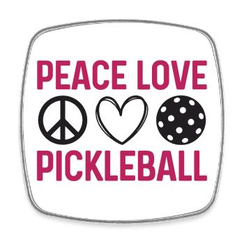 Peace Love Pickleball - Square fridge magnet - white - Front