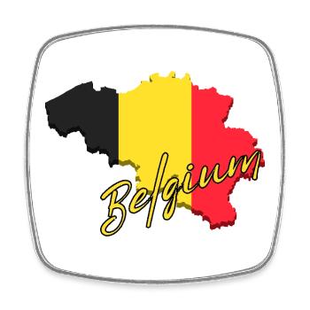 Drapeau de la Belgique, carte drapeau de la Belgique - Magnet carré - blanc - Devant