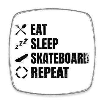 Skateboarder Daily Routine - Square fridge magnet - white - Front