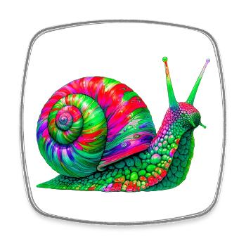 Schnecke - Viereckiger Kühlschrankmagnet - Weiß - Vorne