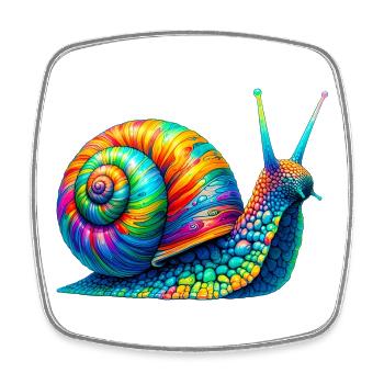 Schnecke - Viereckiger Kühlschrankmagnet - Weiß - Vorne