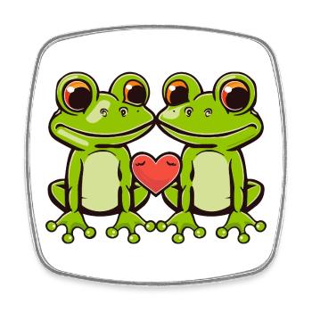 Frosch Paar Herz - Viereckiger Kühlschrankmagnet - Weiß - Vorne