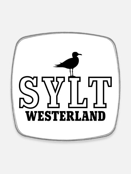 Sylt Westerland - Viereckiger Kühlschrankmagnet - Weiß