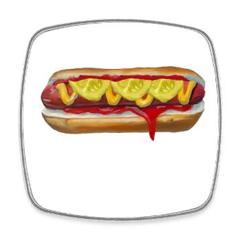 Farbexplosiver Hotdog Malerei - Viereckiger Kühlschrankmagnet - Weiß - Vorne