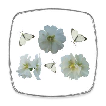 Stockrosen mit Schmetterlingen - Viereckiger Kühlschrankmagnet - Weiß - Vorne