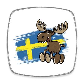 Schweden - Elch - Flagge - Viereckiger Kühlschrankmagnet - Weiß - Vorne