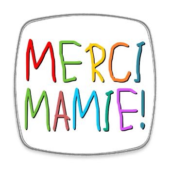MERCI MAMAN ENFANTS MAMIE - Magnet carré - blanc - Devant