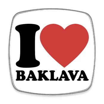 J’aime le baklava - Dessert - Dire - Magnet carré - blanc - Devant