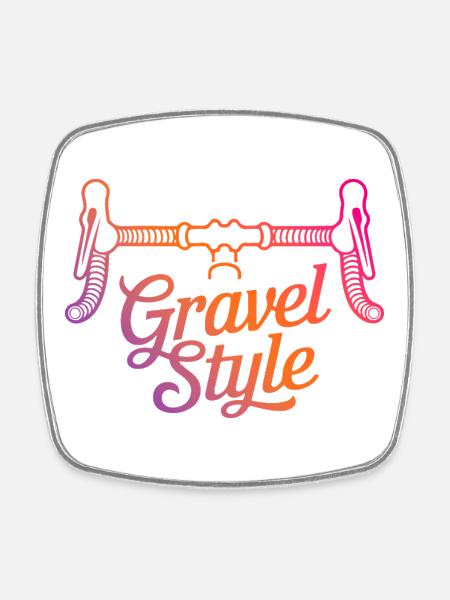 Gravel style - retro gravel bike handlebar - Square fridge magnet - white