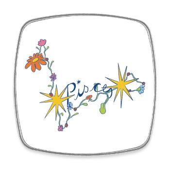 Pisces – Magical Zodiac Flower Illustration - Square fridge magnet - white - Front