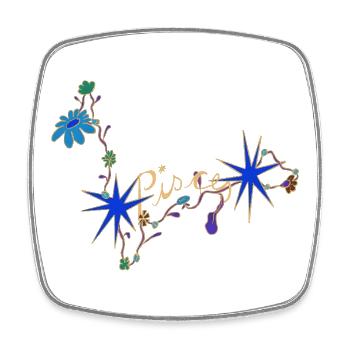 Pisces – Mystical Zodiac Signs and Flowers - Square fridge magnet - white - Front