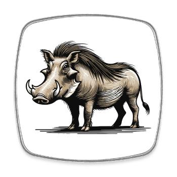 Warzenschwein - Viereckiger Kühlschrankmagnet - Weiß - Vorne