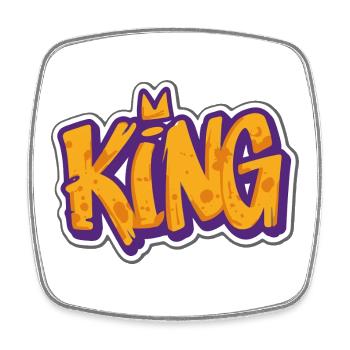King - Graffiti coloré Streetwear Design - Magnet carré - blanc - Devant