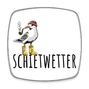 Möwe - Schietwetter - Nordsee - Geschenk - Viereckiger Kühlschrankmagnet - Weiß - Vorne