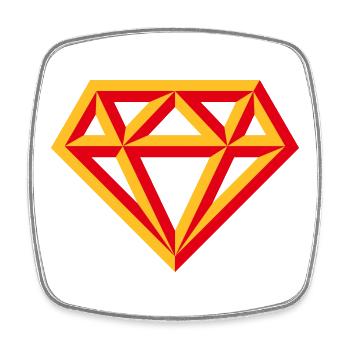 Diamant (Edelstein Brillant Symbol / Outl. Red 2C) - Viereckiger Kühlschrankmagnet - Weiß - Vorne