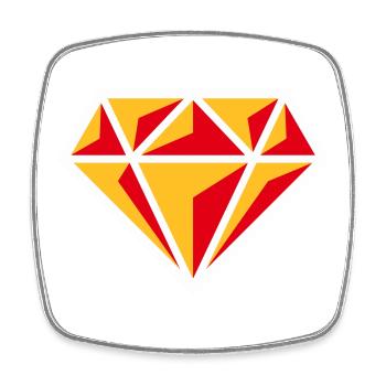 Diamant (Edelstein Brillant Symbol / NEG Red 3C) - Viereckiger Kühlschrankmagnet - Weiß - Vorne