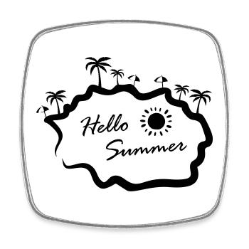 Hello Summer Insel Palmen - Viereckiger Kühlschrankmagnet - Weiß - Vorne