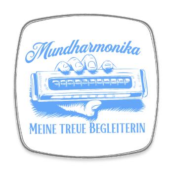 Mundharmonika - Meine treue Begleiterin - Viereckiger Kühlschrankmagnet - Weiß - Vorne
