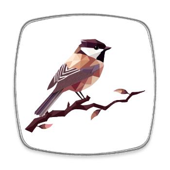 Geometrischer Singvogel – Elegante Polygonkunst - Viereckiger Kühlschrankmagnet - Weiß - Vorne