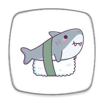 Requin mignon Sushi Riz Drôle - Magnet carré - blanc - Devant