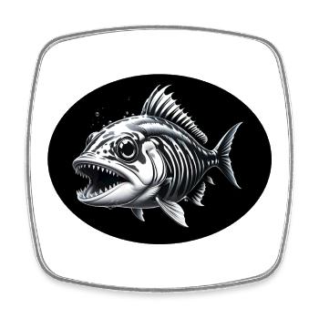 Squelette de poisson - Magnet carré - blanc - Devant
