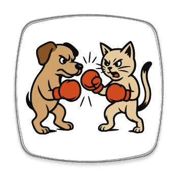 Haustier Kampf Katze Hund Boxen Boxkampf Duell - Viereckiger Kühlschrankmagnet - Weiß - Vorne