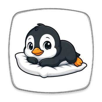 Cute penguin relaxed cartoon cuddles - Square fridge magnet - white - Front