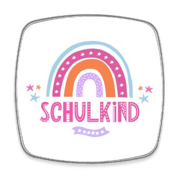 Schulkind Regenbogen Pink für Mädchen Boho - Viereckiger Kühlschrankmagnet - Weiß - Vorne