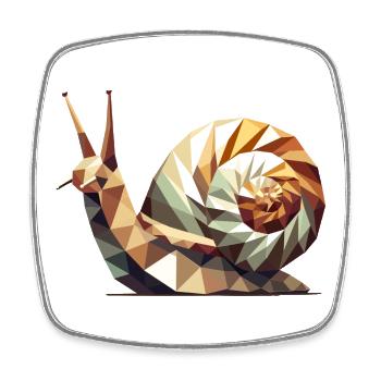 Geometric Snail – Stylized Low-Poly Art - Square fridge magnet - white - Front