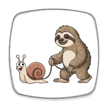 Sloth and snail - Square fridge magnet - white - Front