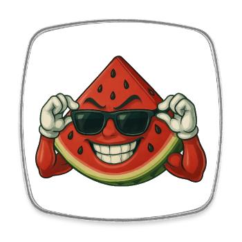 Cool strawberry with sunglasses smile summer - Square fridge magnet - white - Front