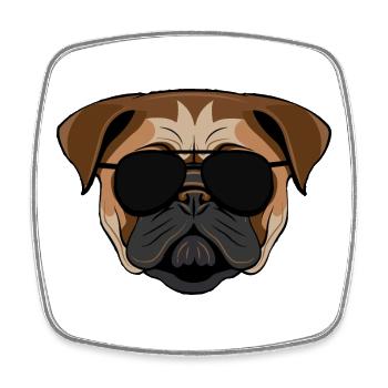 Bulldog in sunglasses - Viereckiger Kühlschrankmagnet - Weiß - Vorne