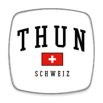 Thun Schweiz Design mit Flagge - Viereckiger Kühlschrankmagnet - Weiß - Vorne
