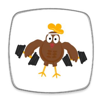 poulet drôle de gym - Magnet carré - blanc - Devant