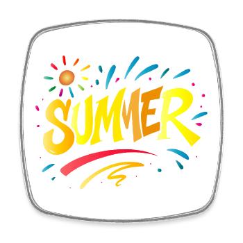 Summer Typo - Sommerdesign mit Splash-Elementen - Viereckiger Kühlschrankmagnet - Weiß - Vorne