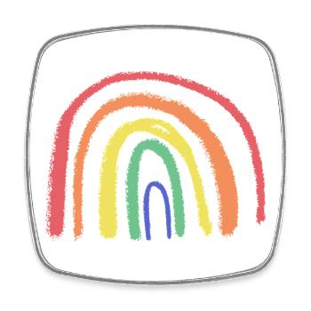 Skurriler Regenbogen-Pinselbogen - Viereckiger Kühlschrankmagnet - Weiß - Vorne