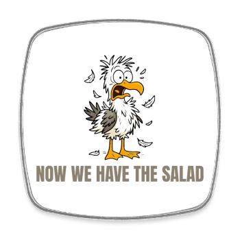 Maintenant, nous avons la salade Seagull - Magnet carré - blanc - Devant
