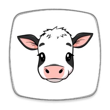 Vache - Magnet carré - blanc - Devant